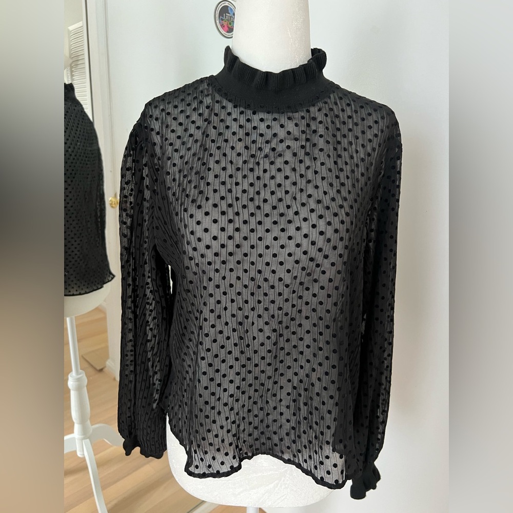 Zara Black Textured Women's Blouse